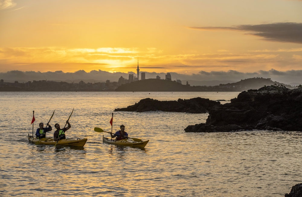 Kayaking at sunset