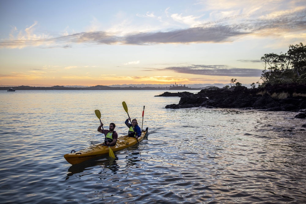 Kayaking at sunset