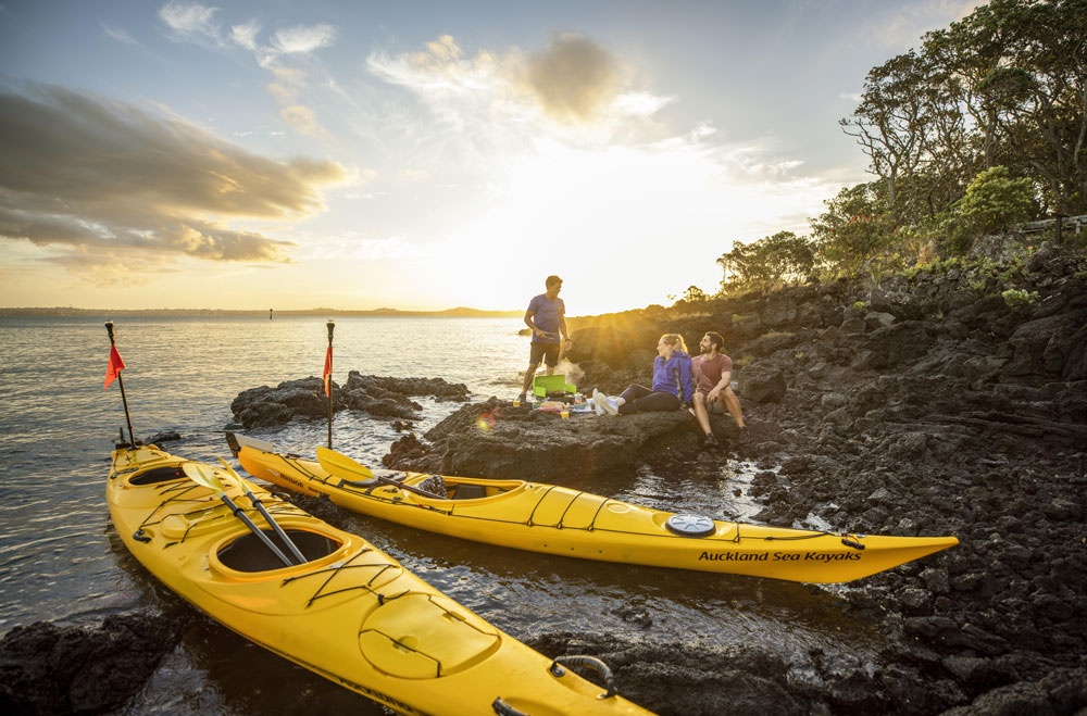 Kayaking at sunset