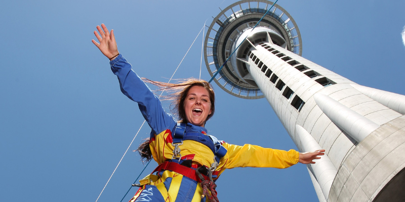 Women doing the Auckland SkyJump