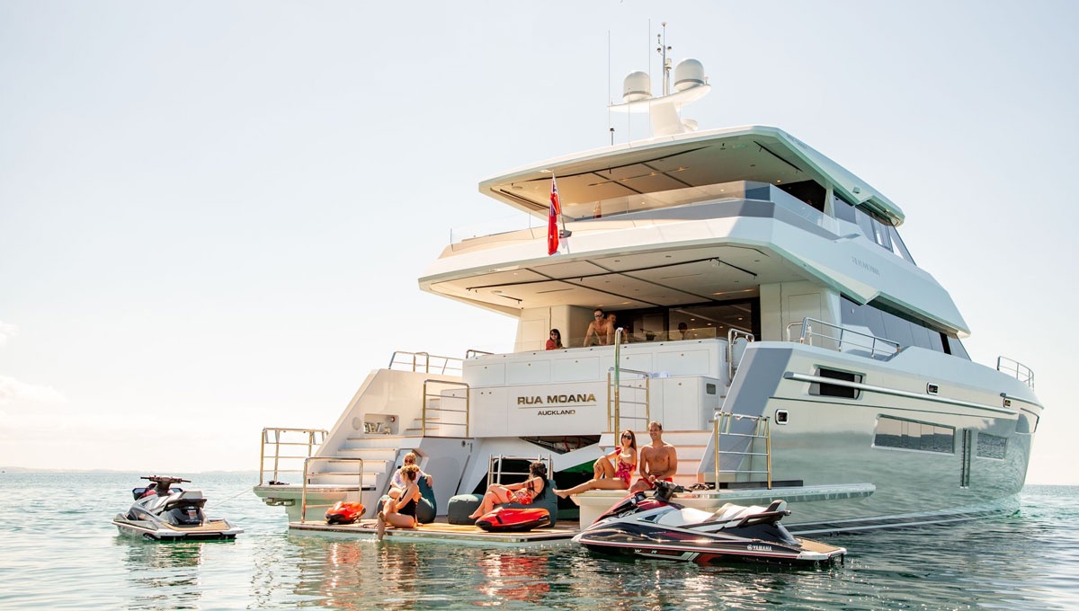 Aerial shot of a cruise charter.