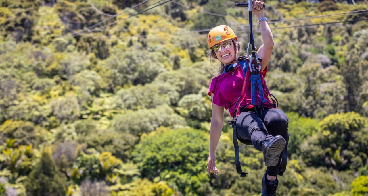 Person on the EcoZip Adventures zipline