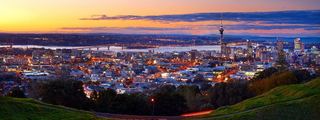 Auckland city's Sky tower can be seen from many parts of the city
