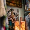 A lady shopping vintage clothes
