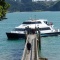 Fullers ferry in the docking and passengers walking in