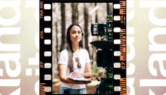 Young filmmaker on location 