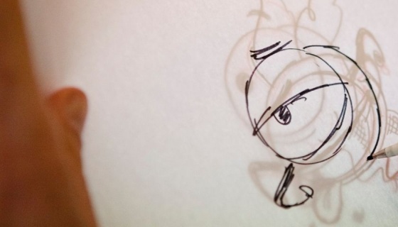A person drawing