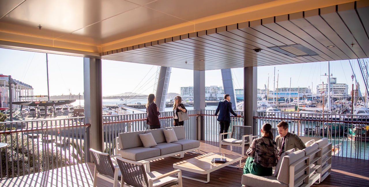 Delegates at the waterfront.