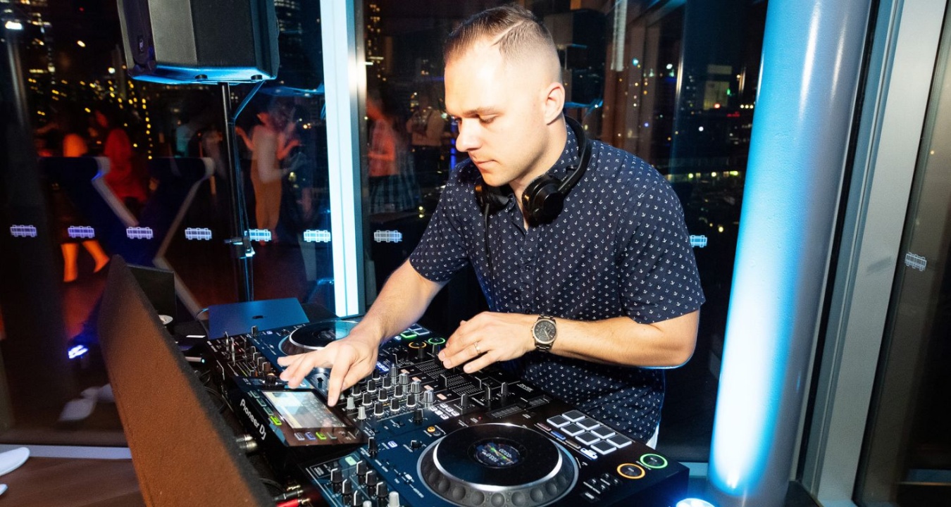DJ on equipment